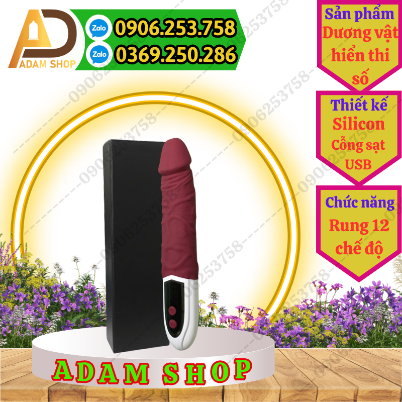 Dương Vật Giả hiển thị số rung 12 chế độ thumb