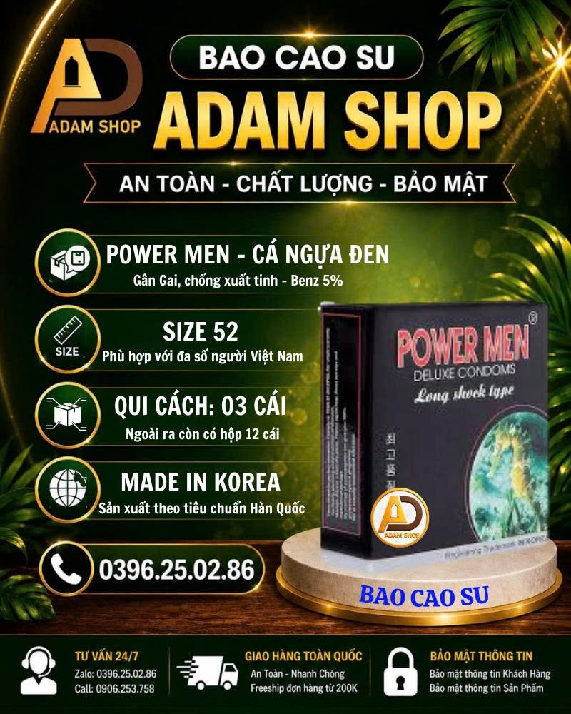 Bao Cao Su Power Men Cá Ngựa Đen (3 Cái)