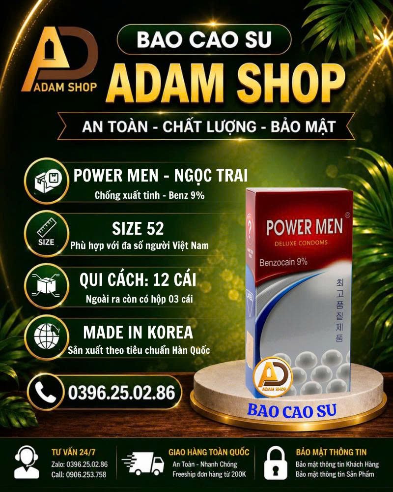 Bao Cao Su Power Men Ngọc trai (12 Cái)