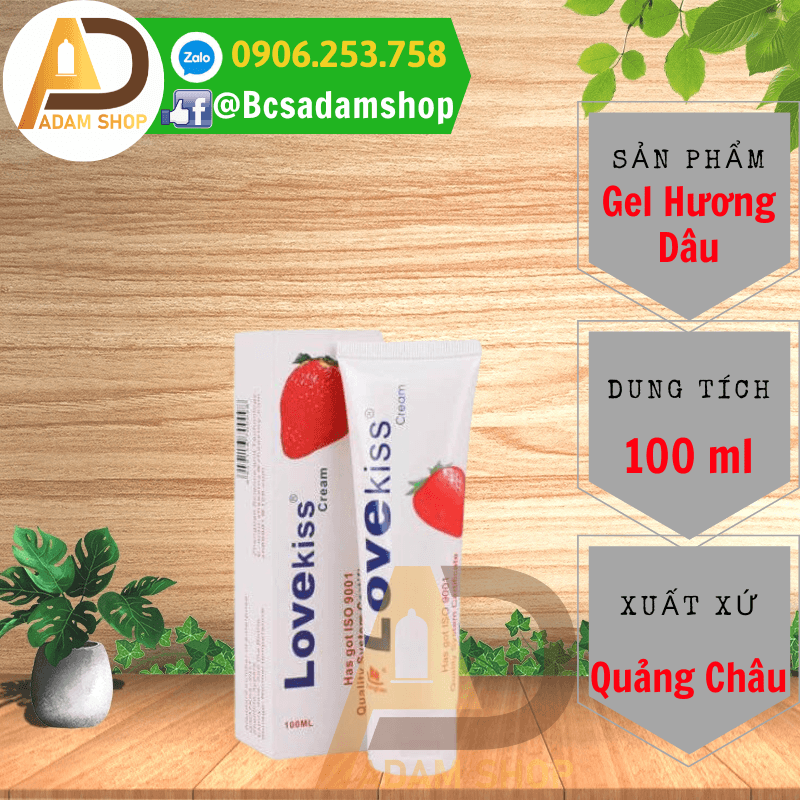 A_Gel Bôi Trơn Love Kiss Strawberry 100ml (Hương Dâu)